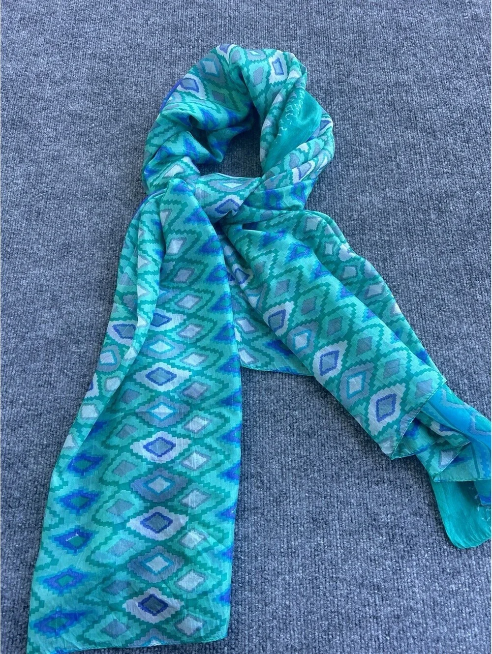 lightweight printed blue Green Scatf saree beach sarong Wrap 67”X40”.